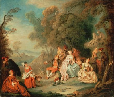 Elegante Gesellschaft in einem Park von Jean Baptiste Joseph Pater